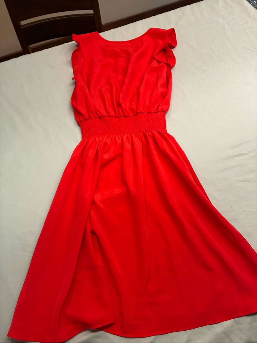 GAP Red Ruffle-Detail Midi Dress - Picture 2 of 4